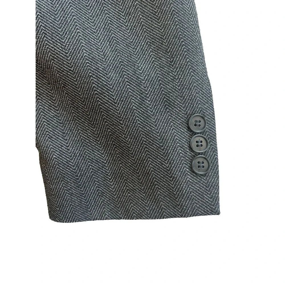 gray herringbone Croft & Barrow blazer‎ jacket sport suit coat two button 46 R